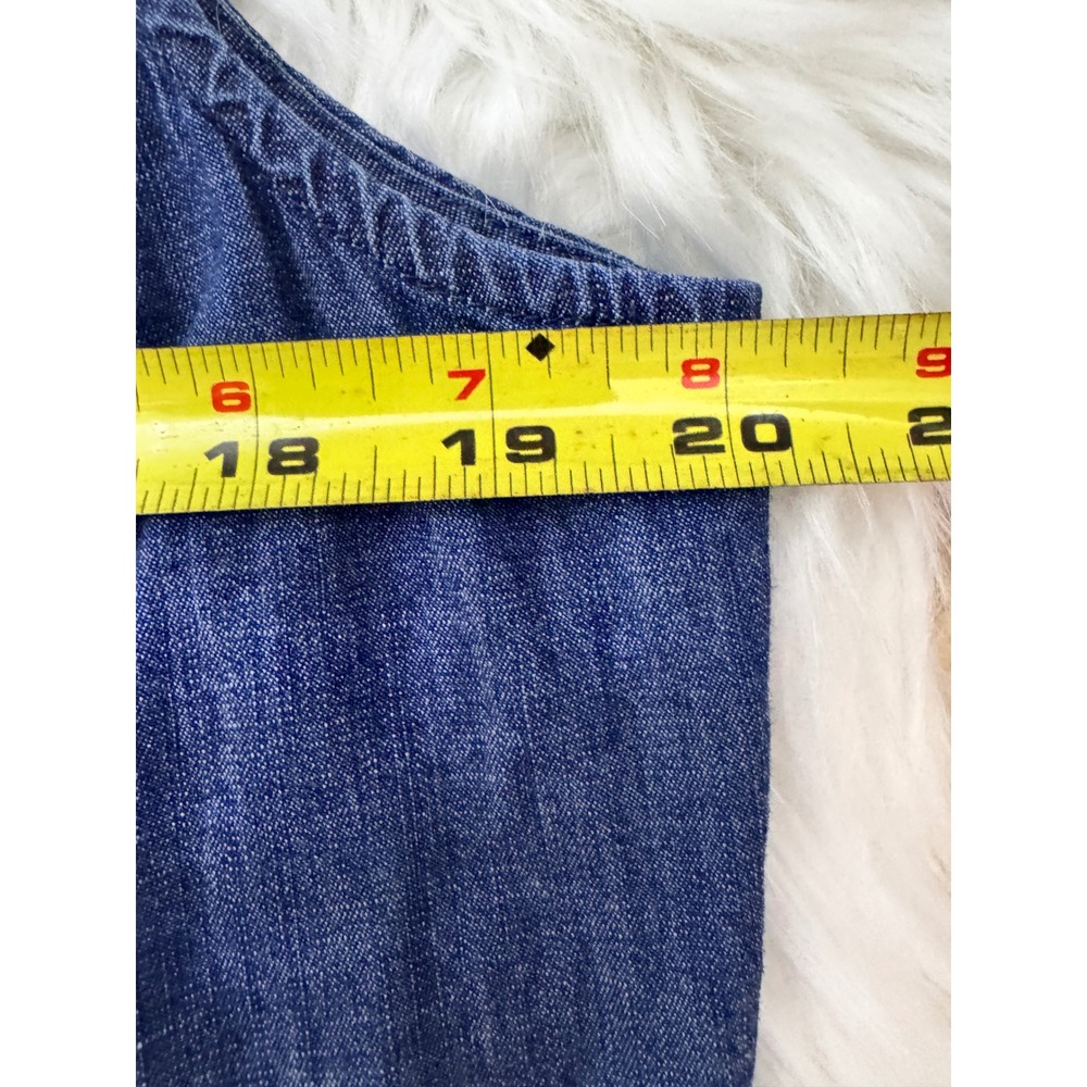 Anne Klein Blue Denim Sleeveless Button Front Shirt Dress Pockets Size 14 - Picture 5 of 9